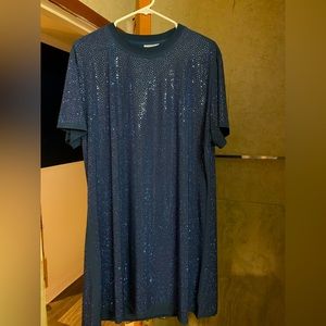 Dark Teal Rhinestone Tee Dress